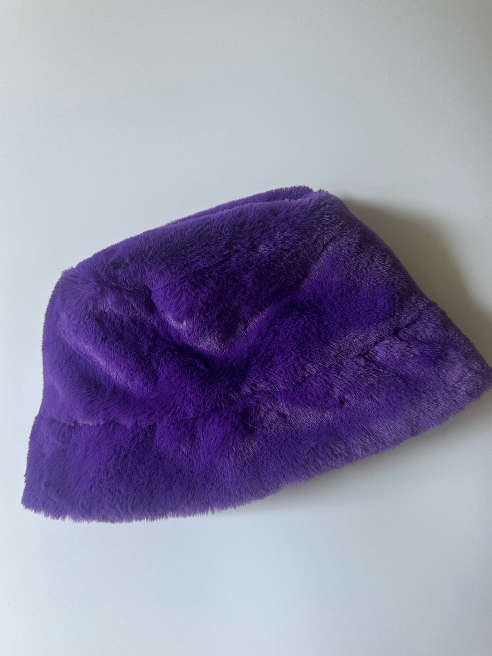 Plush Purple Faux Fur Bucket Hat